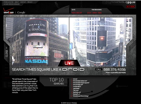 Verizon-Android-TimesSquare Mi búsqueda en el pantallón de Nasdaq en pleno Times Square