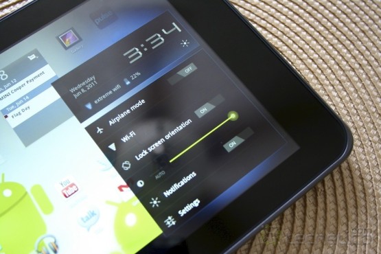 Menu con los "settings" de la T-Mobile G-Slate