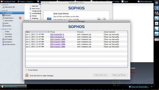 Lista de archivos malignos contenidos en el archivo "zip" que bajo automaticamente.