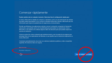 Windows 10 configuración rápida