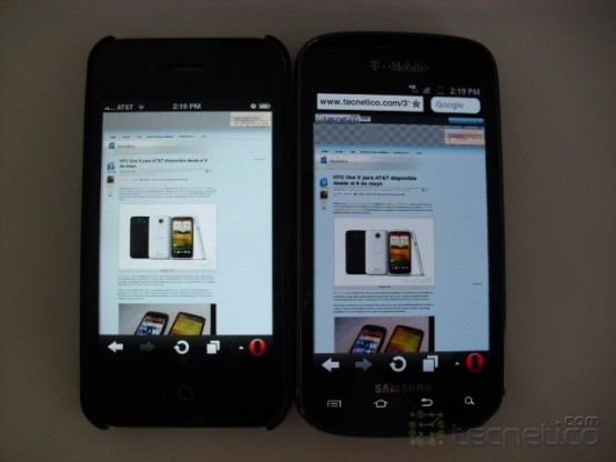 Diferencia entre colores en la pantalla del iPhone 4S y la del Galaxy S Blaze 4G Diferencia entre colores en la pantalla del iPhone 4S y la del Galaxy S Blaze 4G