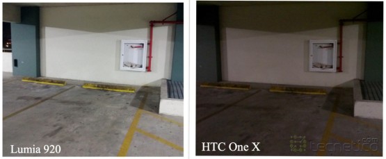Foto tomada en ambiente de poca luz sin "flash" con el Lumia 920 y el HTC One X