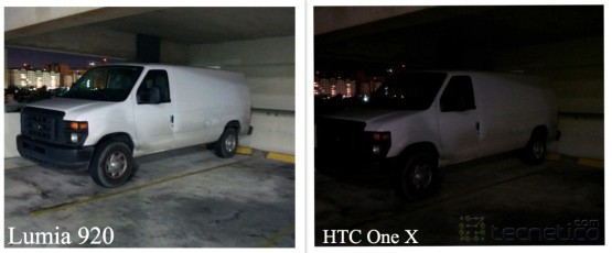 Foto tomada en ambiente de poca luz sin "flash" con el Lumia 920 y el HTC One X