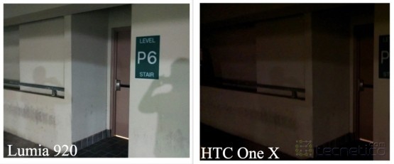 Foto tomada en ambiente de poca luz sin "flash" con el Lumia 920 y el HTC One X