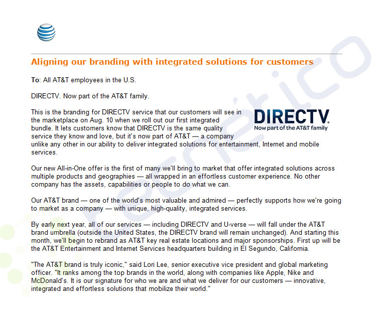 AT&T-DirecTV branding email