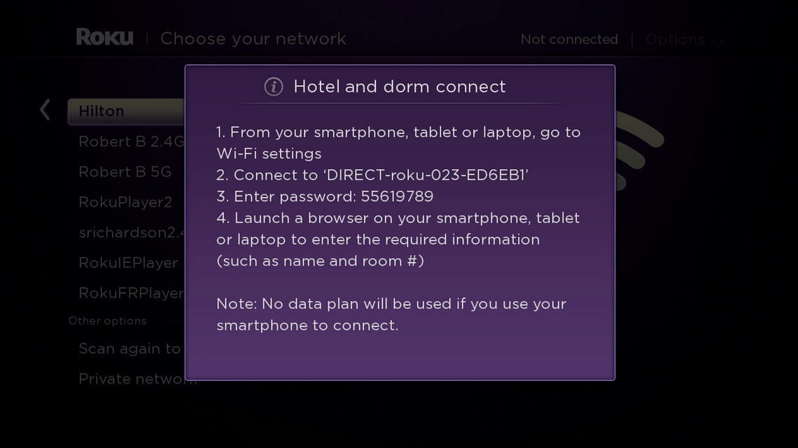 Roku 4 Hotel and Connect