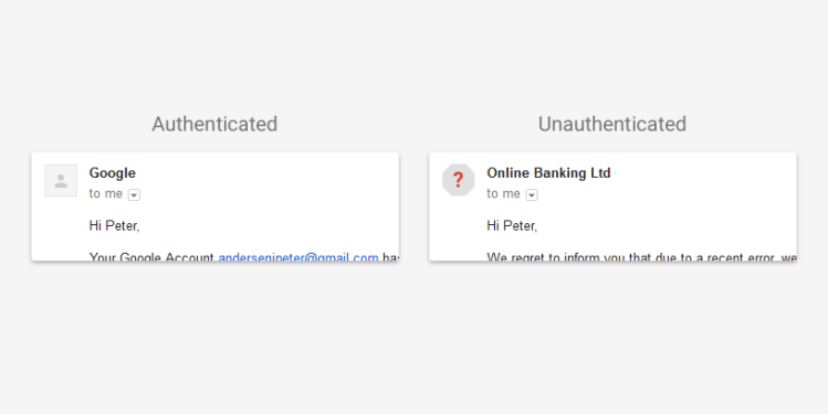 Gmail message sender not authenticated