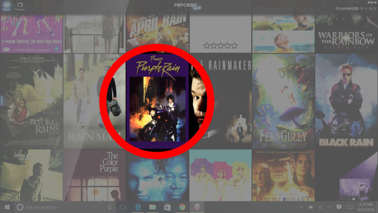 Encontramos a "Purple Rain" en el app de Popcorn Time