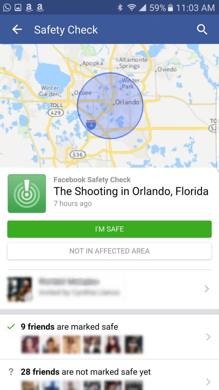 Facebook Safety Check