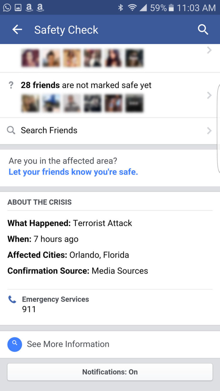 Facebook Safety Check