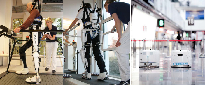 Ejemplos de cómo HAL de Cyberdyne ayuda a personas a realizar terapia física (foto: Cyberdyne)
