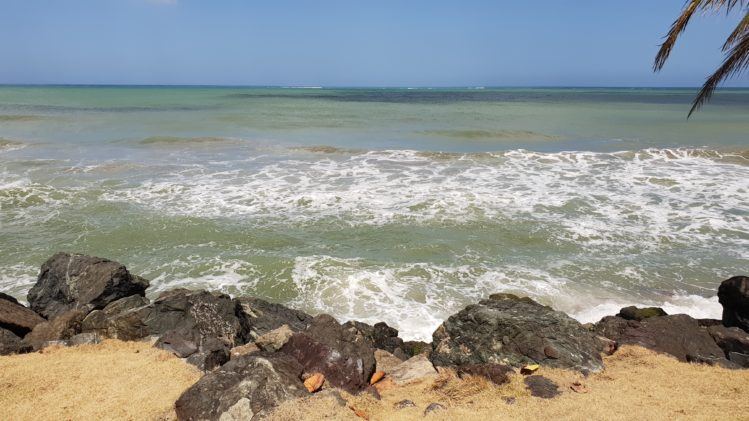 Así lucía el mar en las costas de Dorado al ser delineado por el azul del cielo puertorriqueño (foto: Tecnético)