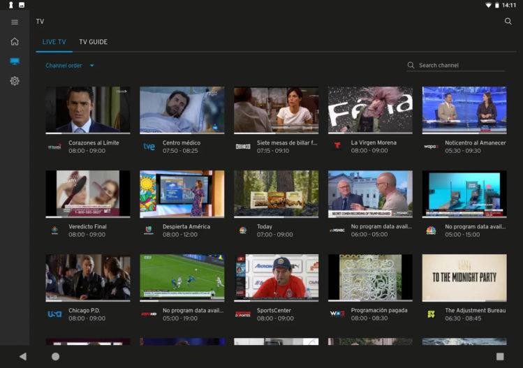 Pantalla que muestra los canales y programación en vivo disponible al momento (foto: Liberty)