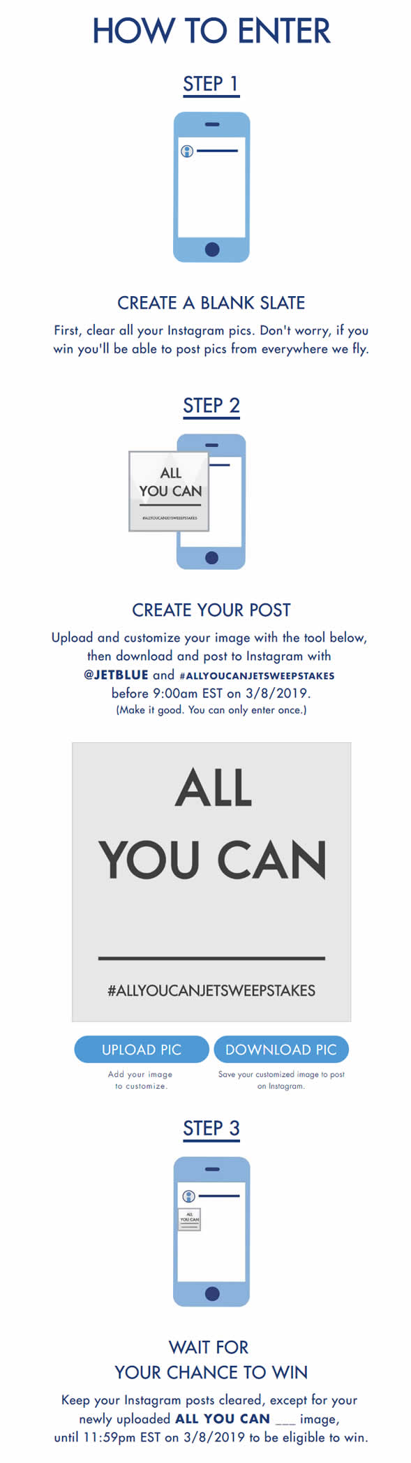 Estas son las instrucciones para participar en el concurso de JetBlue (Fuente: JetBlue)