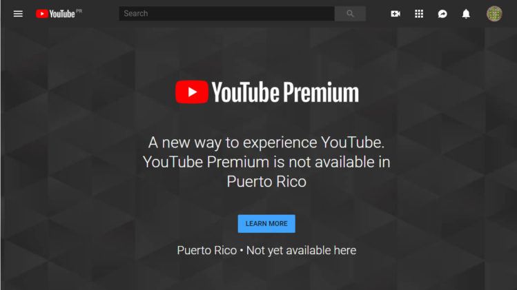 ¿Te gustaría tener YouTube Premium? Si estás en Puerto Rico, mala suerte. (fuente: YouTube)