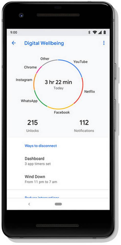 Con el panel "Digital Wellbeing", tu teléfono te ayudará a conocer en detalle el uso que le das a tu dispositivo móvil (fuente: Google)