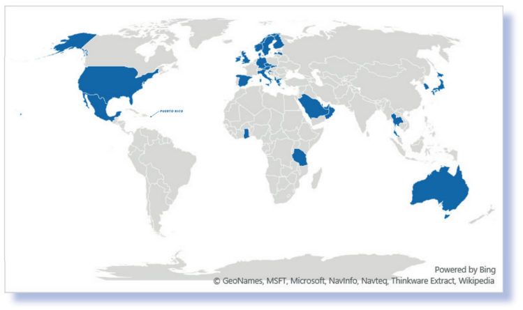 Estos son los paí­ses y territorios que ya han separado y otorgado licencias para 5G (fuente: Global mobile Suppliers Association -nota importante: añadimos a Puerto Rico en el mapa ya que la ilustración original ignora el hecho de que la isla se rige por las disposiciones de la Comisión Federal de Comunicaciones de los EE.UU. y por ende, le aplican)