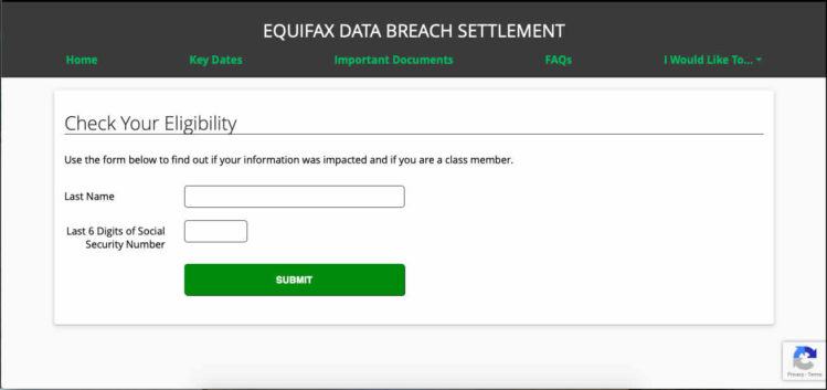 Aquí­ comienza el proceso de reclamarle a Equifax los $125 (fuente: Equifax)